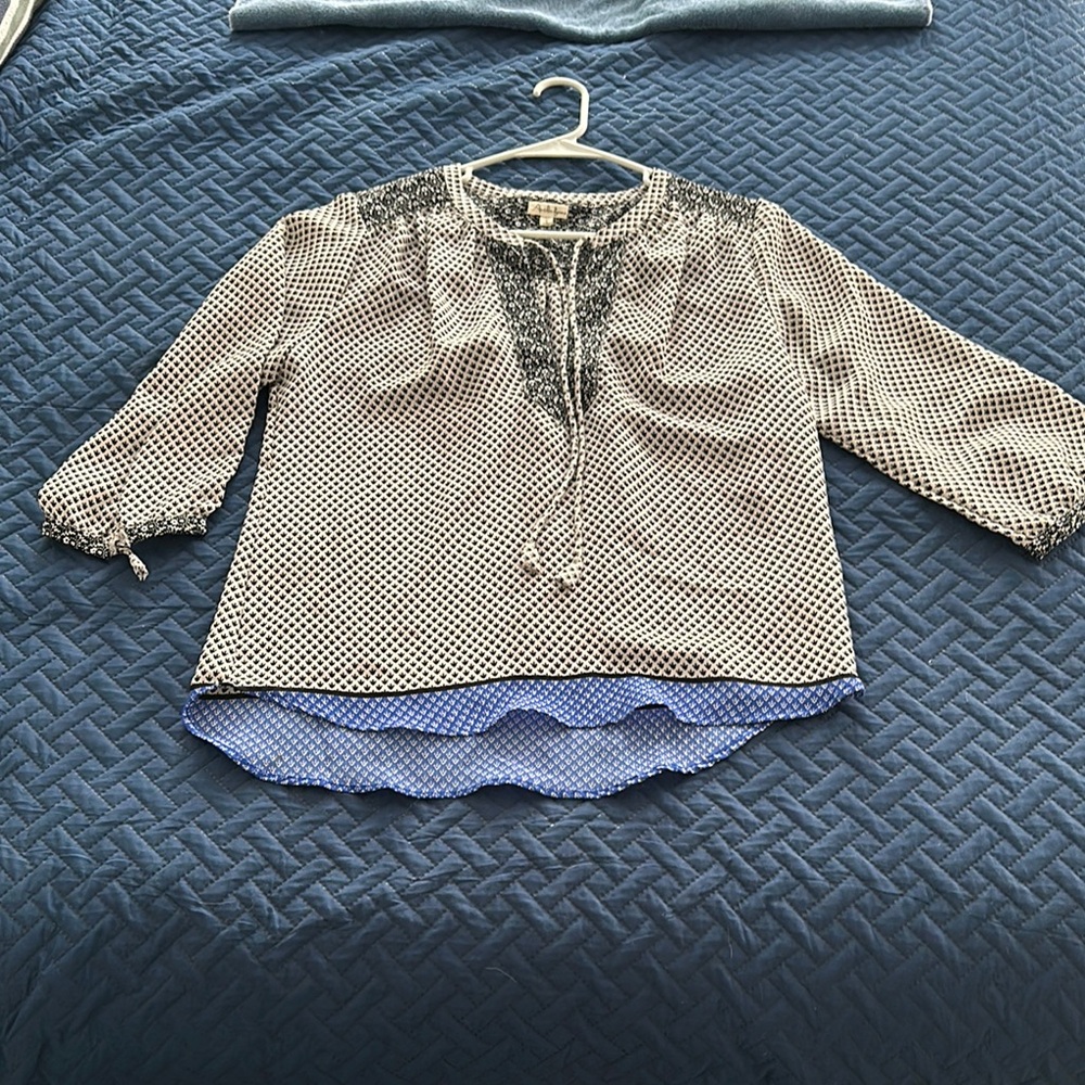 Chico's Black and White Patterned Blouse